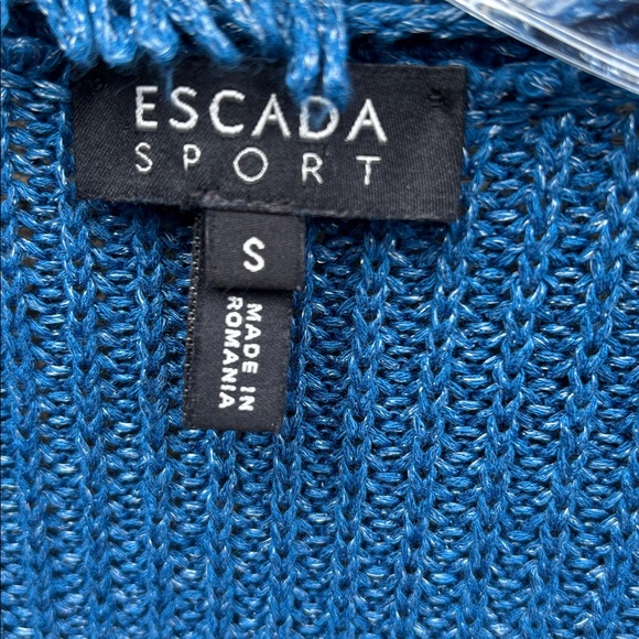 Escada Sport Blue Fringed Cardigan - Picture 2 of 5